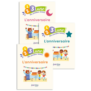 1, 2, 3, LUNE ! - MES PREMIERES LECTURES - L'ANNIVERSAIRE (PACK 1 ALBUM SOLEIL + 1 ALBUM ETOILE + 1