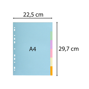 INTERCALAIRES A4 CARTE FORTE 6 POSITIONS COLORIS PASTELS