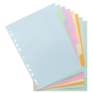 INTERCALAIRES A4 CARTE FORTE 8 POSITIONS COLORIS PASTELS