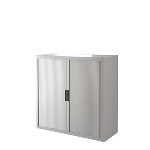 ARMOIRE A RIDEAUX 1M CORPS GRIS RIDEAUX GRIS POIGNEES ANTHRACITES