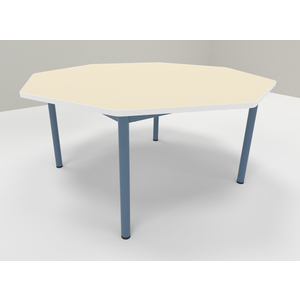 TABLE MATERNELLE OCTOGONALE 1300 T1 JAUNE GENET - PLATEAU SERINGA - CHANT ABS BLANC