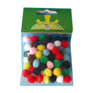 65 POMPONS 10MM COLORIS ASSORTIS