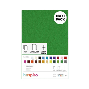 10 COUPONS FEUTRINE VERT 20X30CM