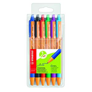 POINT BALL 6 STYLOS BILLES RETRACTABLES COLORIS ASSORTIS