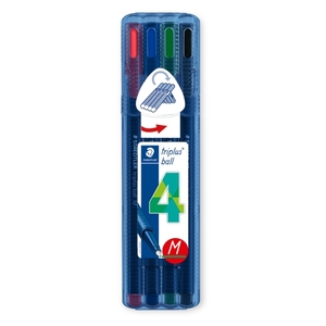 TRIPLUS? BALL 437 M - ETUI CHEVALET STAEDTLER? BOX 4 STYLOS-BILLE POINTE MOYENNE ASSORTIS