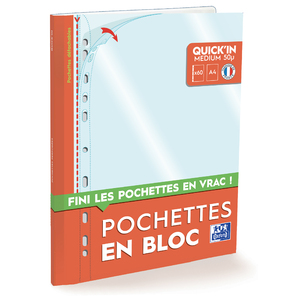 BLOC 60 POCHETTES PERFOR?ES D?TACHABLES QUICK?IN BLOC