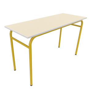 TABLE AXIS 2 PERSONNES 50*1300 T4 JAUNE GENET - PLATEAU SERINGA - CHANT ABS BLANC