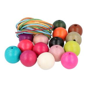 50 PERLES BOIS RONDES 30MM COLORIS ASSORTIS