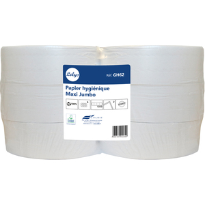 PAPIER HYGIENIQUE ROULEAU LOLYS JUMBO 320M 2 PLIS OUATE BLANCHE ECOLABEL X6